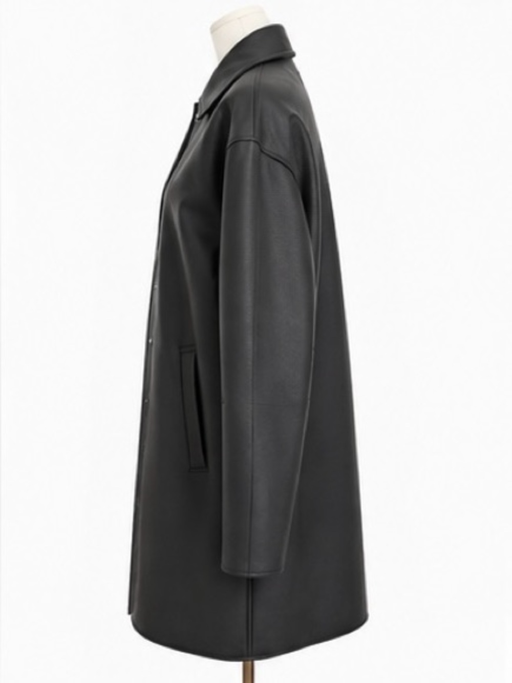 ASOS DESIGN Black Faux Leather Longline Coat Jacket Size M - Picture 5 of 9